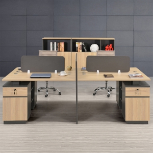 预售-简约现代4人位职员办公桌 板式员工工作位四人办公桌椅组合