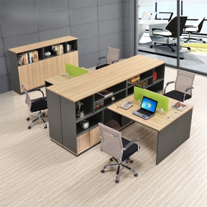 预售-白蜡木单人位职员办公桌 简约现代木质组合屏风工作位