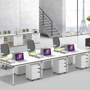 预售-职员办公室桌简约现代桌椅组合电脑四人位4玻璃屏风工作6工位家具