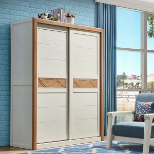 预售-北欧衣柜实木 柜子推拉门橡木组合简约现代卧室移门简易经济型