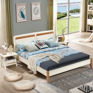 预售-现代简约主卧北欧双人床1.5米橡木开放漆卧室