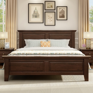 预售-储物美式床1.8主卧古典米双人床乡村卧室实木床婚床高箱床