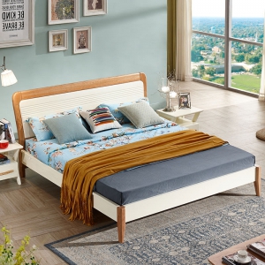 预售-实木床1.8米 现代简约主卧北欧双人床1.5米橡木水性漆卧室家具