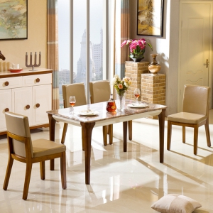 预售-实木餐桌简约现代大理石餐桌小户型4人6人橡木餐桌椅组合家具