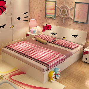 预售-现代卧室双人床1.5米板式床小户型气动高箱收纳储物床