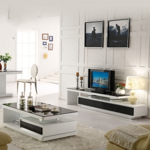 预售-现代伸缩电视柜茶几组合 客厅烤漆地柜电视机柜