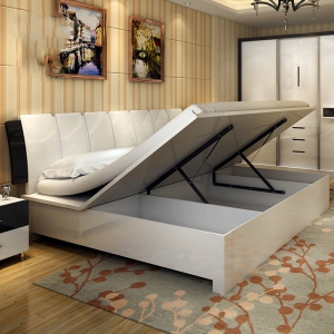 预售-简约现代储物床 板式床 带收纳气动高箱床1.8米1.5双人床
