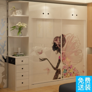 预售-现代简约卧室柜子移门滑门整体衣橱经济型玻璃大衣柜