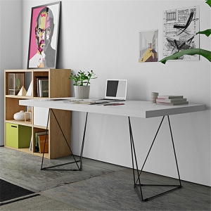 预售-北欧极简电脑桌白色单人写字台式办公桌家用实木书桌子