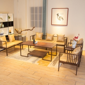 预售-中式古风茶室沙发茶几组合 复古小户型客厅接待沙发办公泡茶桌椅