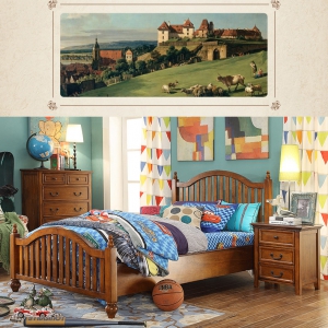 预售-美式床儿童床美式乡村床单人床1.2米家具卧室全实木床
