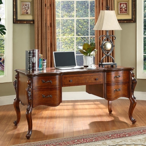 预售-美式书桌实木欧式办公桌写字台书法桌仿古书房家具