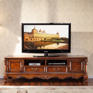 预售-美式家具实木雕刻电视机柜子特价小户型欧式地柜组合