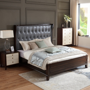 预售-美式皮床1.8米实木床主卧双人床简约现代小户型家具