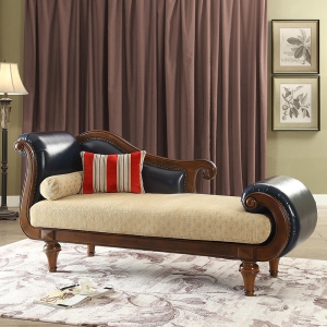 预售-全实木家具美式贵妃椅沙发美人榻卧室躺椅欧式