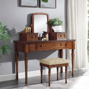 预售-美式实木梳妆台卧室小户型抽屉式化妆桌组合经济型