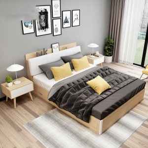 预售-北欧实木床主卧双人床经济型卧室现代简约橡木1.8米1.5米家具大床