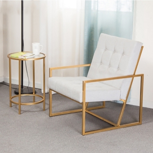 预售-北欧后现代单人休闲椅简约客厅双人沙发创意不锈钢单人椅