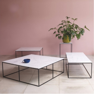 预售-简约方形大理石客厅茶几北欧现代小户型茶桌创意省空间铁艺小方桌