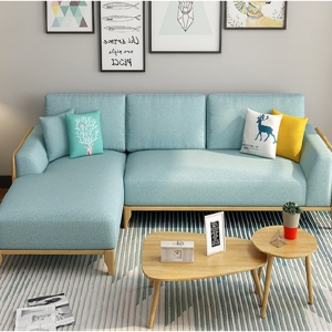 预售-北欧布艺沙发组合大小户型整装转角贵妃办公室客厅简约实木小沙发