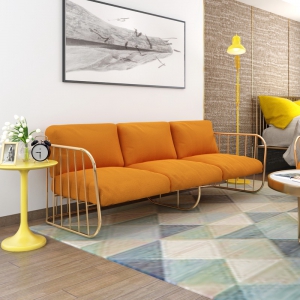 预售-现代沙发简约北欧工业风商务办公沙发单人双人三人店铺铁艺沙发