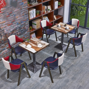 预售-美式复古主题餐厅咖啡厅西餐厅饭店餐馆餐饮桌椅组合个性订制铁艺