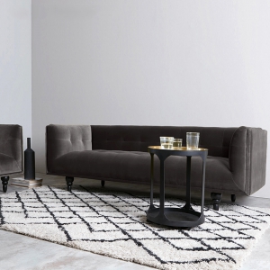 预售-北欧布艺沙发客厅小户型美式设计师实木现代简约三人植绒沙发
