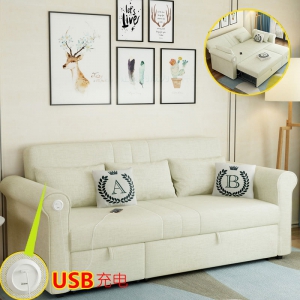 预售-简约美式可折叠沙发床1.5多功能布艺1.2小户型客厅1.8两用双人2米