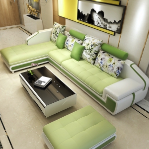 预售-布艺沙发组合客厅小户型简约现代可拆洗三人转角贵妃皮布沙发