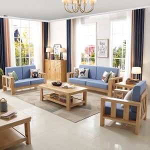 预售-现代简约中式实木沙发1+2+3组合沙发北欧橡木沙发小户型客厅