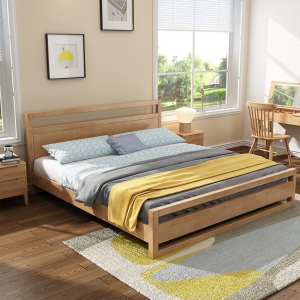 预售-简约现代实木床双人1.8米橡木主卧室大婚床1.5米北欧原木