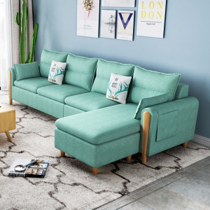预售-布艺沙发转角L型组合可拆洗客厅整装北欧小户型公寓麻布乳胶沙发