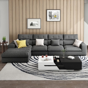 预售-转角乳胶沙发布艺现代简约小户型可拆洗客厅组合套装布沙发
