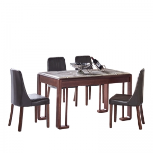 预售-欧式简约实木大理石餐桌椅组合 客厅小户型6人餐饭桌子