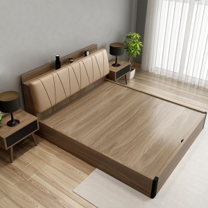 预售-北欧板式床单人双人床1.5m现代简约卧室家具婚床1.8米公寓储物床