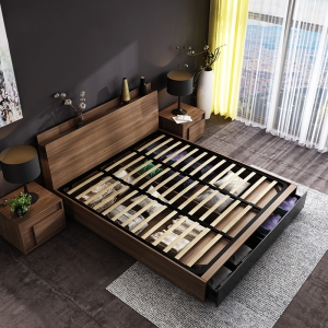 预售-北欧双人床1.8米床现代简约家具日式1.5米主卧板式储物床高箱婚床