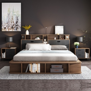 预售-北欧高箱床小户型主卧双人床1.8米床现代简约1.5米床板式床储物床