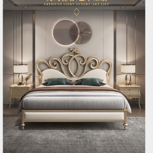 【A.SG】法式轻奢实木雕刻大床公主浪漫主卧创意别墅婚床软包梦幻奢华香槟
