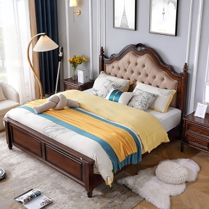 【A.SG】美式实木床现代简约轻奢1.8米双人床主卧橡胶木大床软包储物婚床
