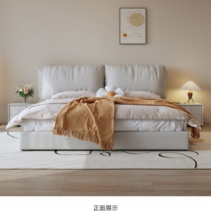 【A.SG】意式轻奢主卧奶油风布艺床双人大床 简约现代大象耳朵科技布婚床