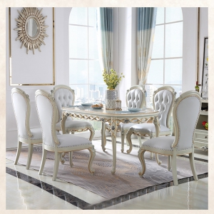 【A.SG】法式轻奢实木餐桌小户型长方形桌子吃饭家用餐桌椅子组合