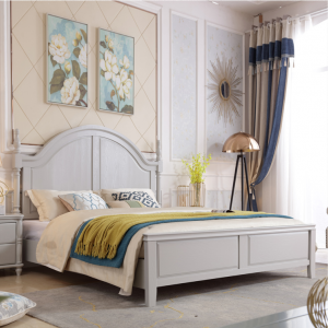 【A.SG】美式双人木板床主卧1.8米欧式软包婚床经济型家用实木家具