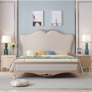 【A.SG】美式实木床1.8m双人床经济型床现代简约真皮公主床轻奢家具