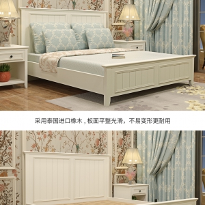 【A.SG】美式双人床主卧卧室现代简约风格实木奢华欧式白色床1.8米