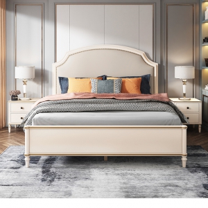 【A.SG】轻奢美式全实木床现代简约双人位大床主卧软包床1.8米婚床