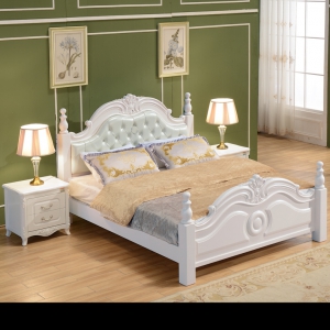 【A.SG】欧式雕花婚床实木床1.8米橡木双人主卧室美式乡村牛皮软靠大床