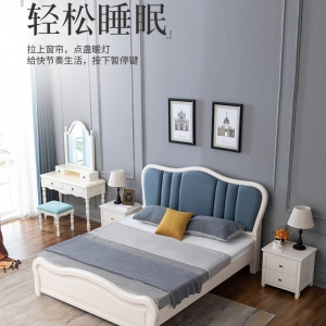 【A.SG】白色静音床高档轻奢现代大床 1.8x2.0米双人床主卧2021新款实木床