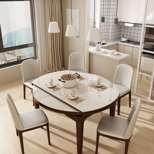 【A.SG】现代简约餐桌可伸缩实木餐桌椅组合小户型圆形折叠餐桌家用饭桌