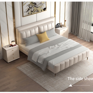 【A.SG】意式轻奢真皮床1.8米主卧婚床现代简约1.5米大小户型实木储物皮床