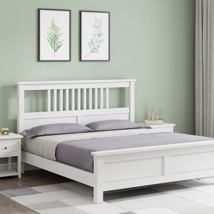 【A.SG】美式实木床白色1.8米双人床1.5m现代简约1.2单人床气动高箱储物床